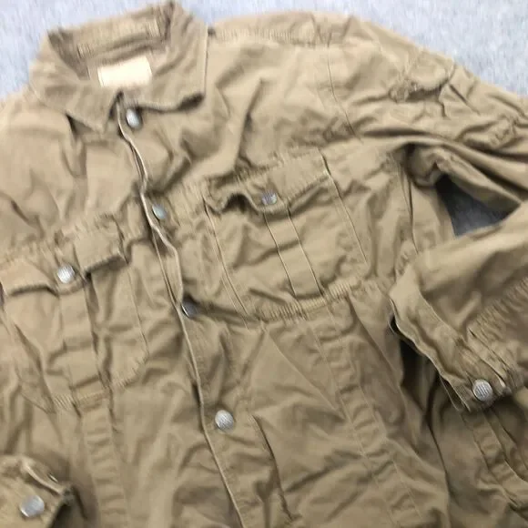 J Crew Jacket Mens Large Beige Solid Military Field Broken In Pockets - Picture 3 of 9